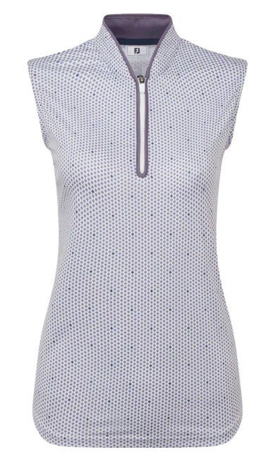 FootJoy Zip Front Tank Printed damskie polo, navy/white/dusty violet