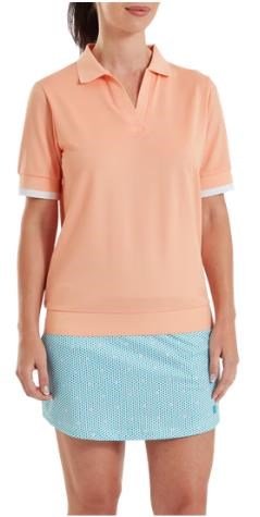 FootJoy Texture Knit damskie polo, desert peach/white
