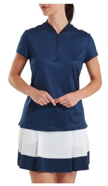 FootJoy Zip Blade damskie polo, tonal tile navy print