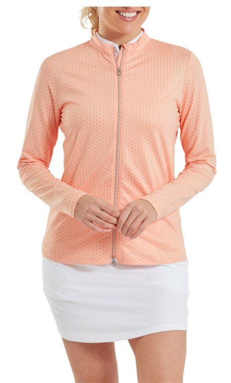 FootJoy MIDLAYER FULL ZIP PRINTED bluza damska, desert peach
