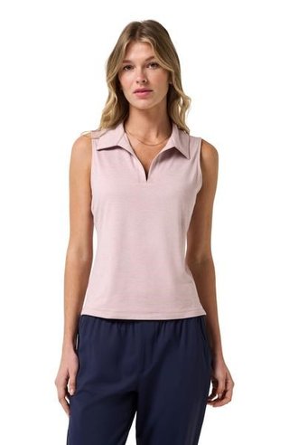 Travis Mathew Skyloft Light Sleeveless damskie polo bez rękawów, heather violet ice