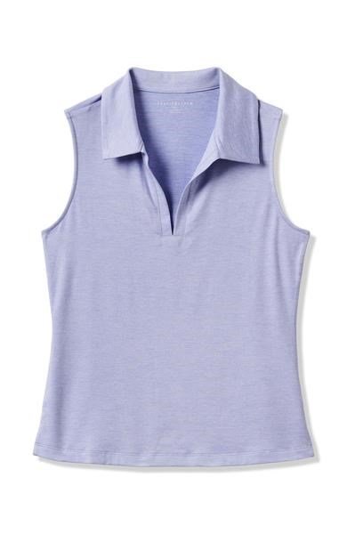 Travis Mathew Skyloft Light Sleeveless damskie polo bez rękawów, heather soft blue