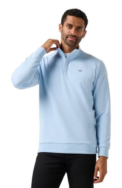 Travis Mathew CLOUD QUARTER ZIP 2.0 męska bluza fleece, heather powder blue