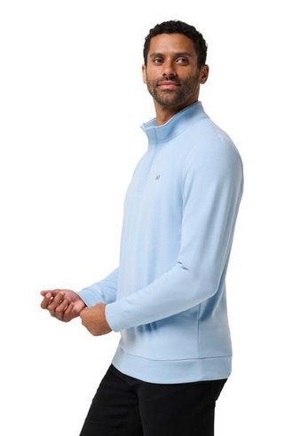 Travis Mathew CLOUD QUARTER ZIP 2.0 męska bluza fleece, heather powder blue