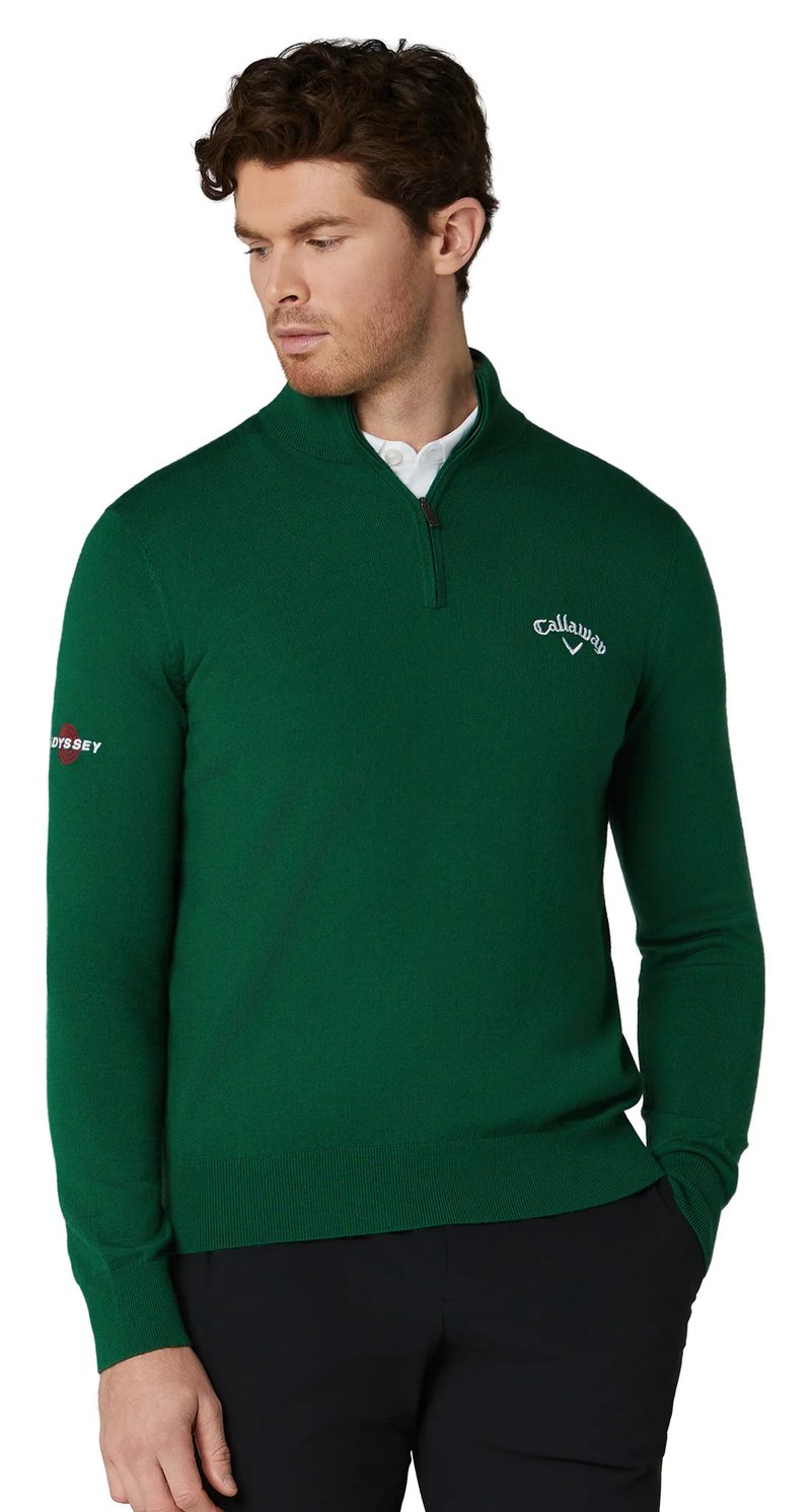 Callaway 1/4 Zip Mock męski sweter, deep galapagos green