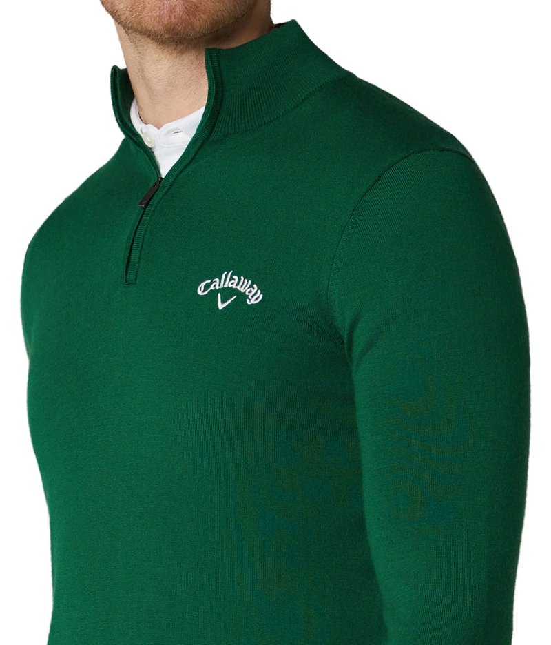 Callaway 1/4 Zip Mock męski sweter, deep galapagos green