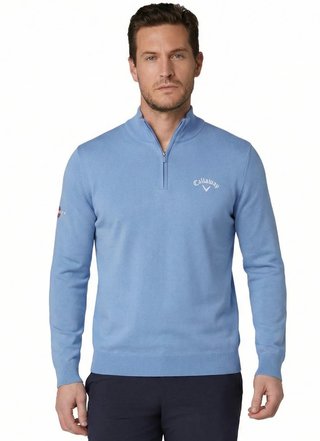 Callaway 1/4 Zip Mock męski sweter, vista blue