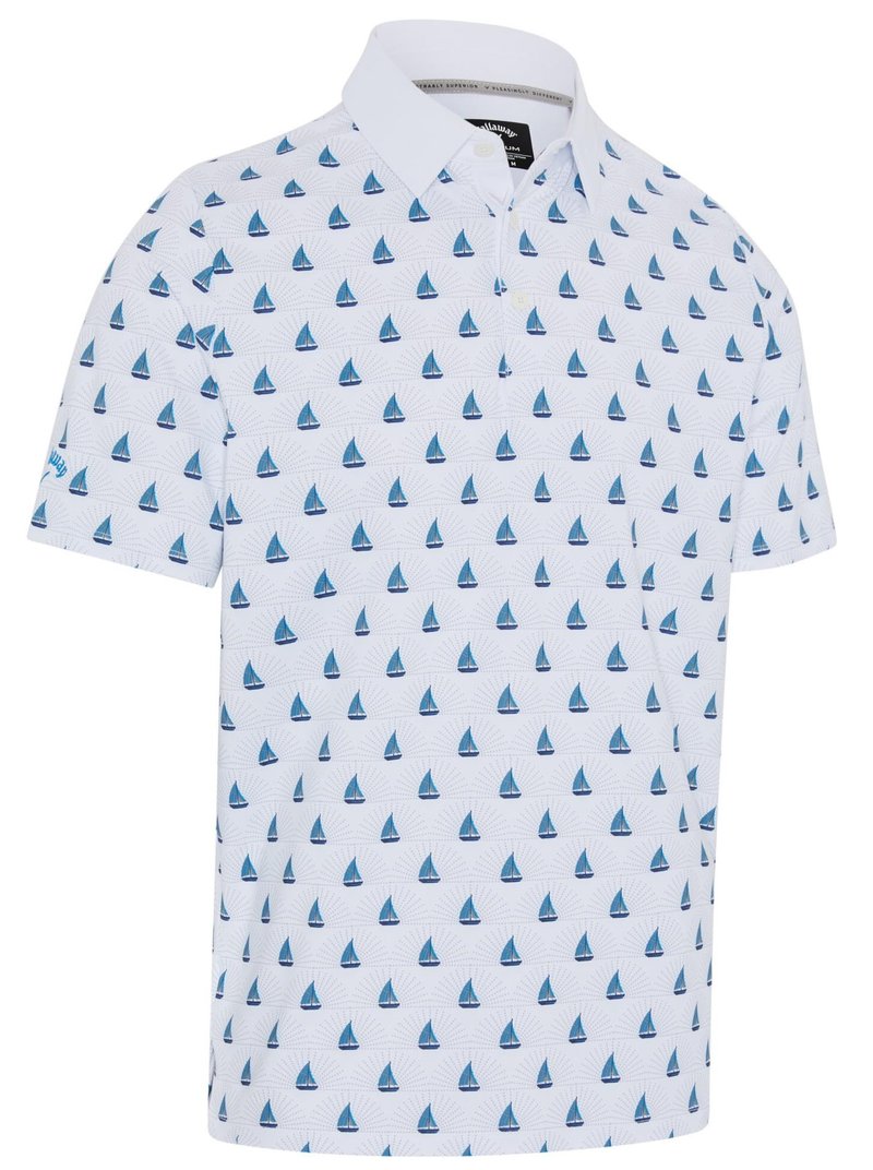 Callaway Sailboat Sunset Geo Print męskie polo, bright white