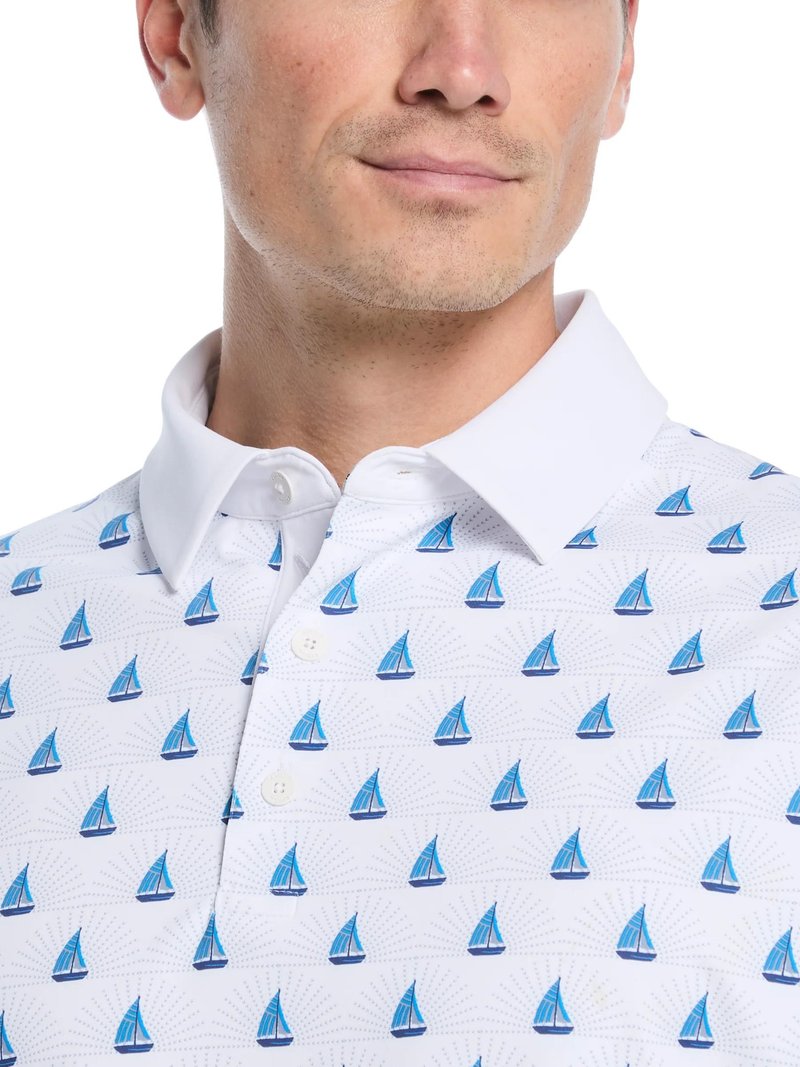 Callaway Sailboat Sunset Geo Print męskie polo, bright white