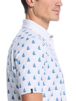 Callaway Sailboat Sunset Geo Print męskie polo, bright white