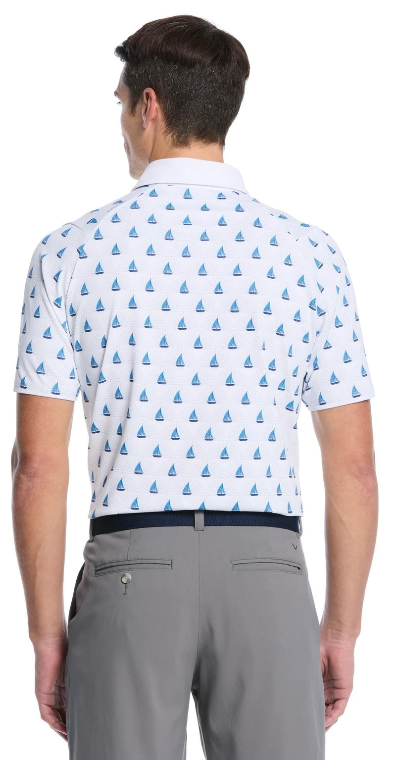 Callaway Sailboat Sunset Geo Print męskie polo, bright white