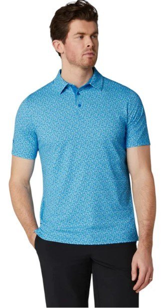 Callaway Tile Gingham Print męskie polo, brilliant blue