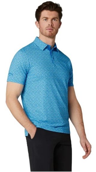 Callaway Tile Gingham Print męskie polo, brilliant blue