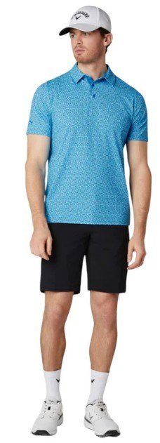 Callaway Tile Gingham Print męskie polo, brilliant blue