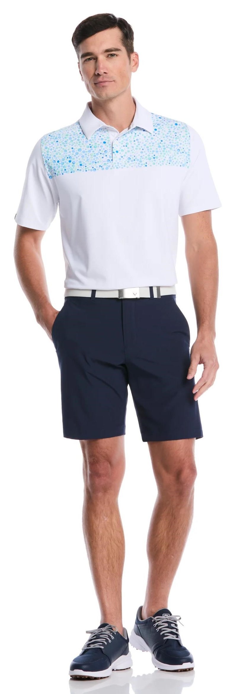 Callaway Driving Range Engineered Print męskie polo, białe
