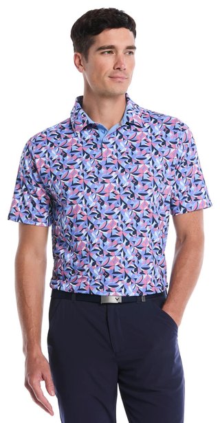 Callaway Dogwood Floral Geo męskie polo, vista blue