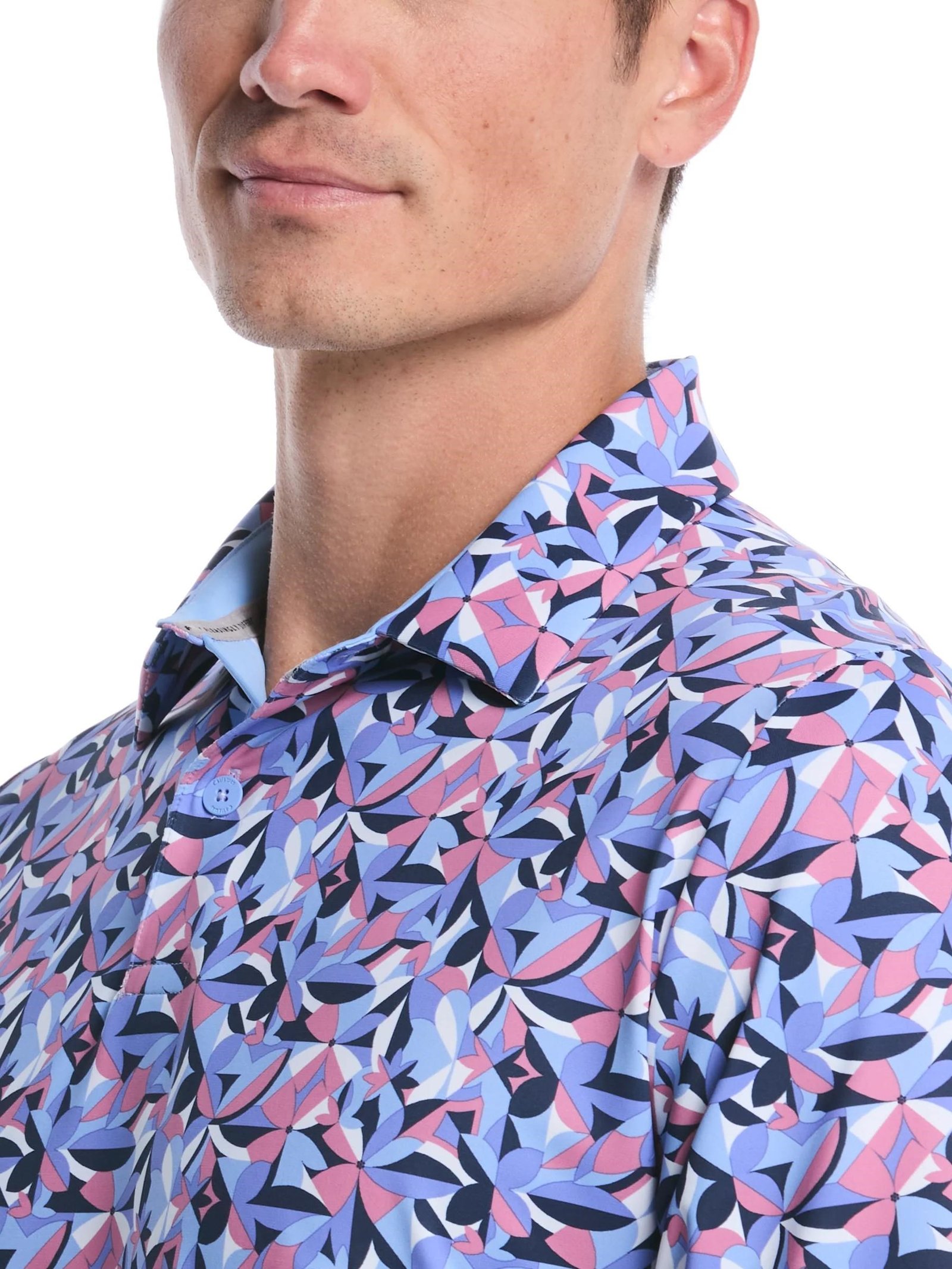 Callaway Dogwood Floral Geo męskie polo, vista blue