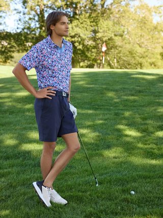 Callaway Dogwood Floral Geo męskie polo, vista blue