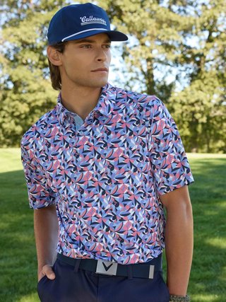 Callaway Dogwood Floral Geo męskie polo, vista blue
