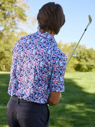 Callaway Dogwood Floral Geo męskie polo, vista blue