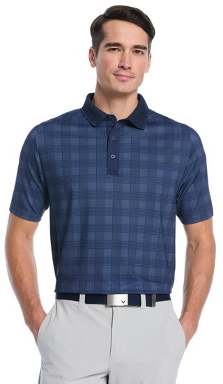 Callaway ChevPlaid Print męskie polo, granatowe