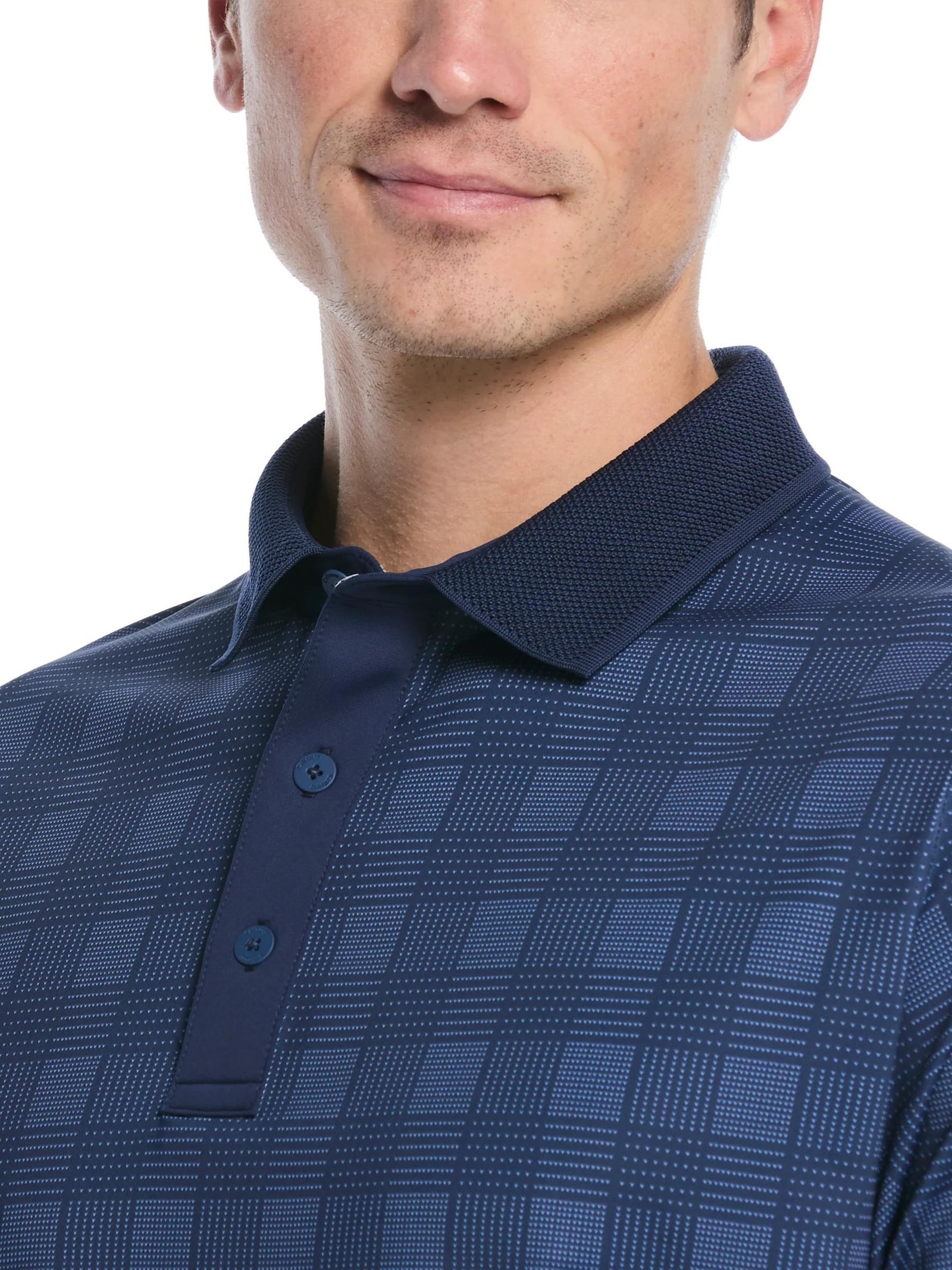 Callaway ChevPlaid Print męskie polo, granatowe