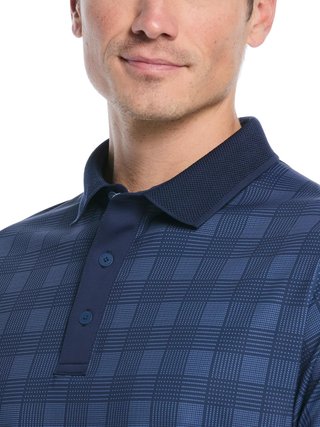 Callaway ChevPlaid Print męskie polo, granatowe