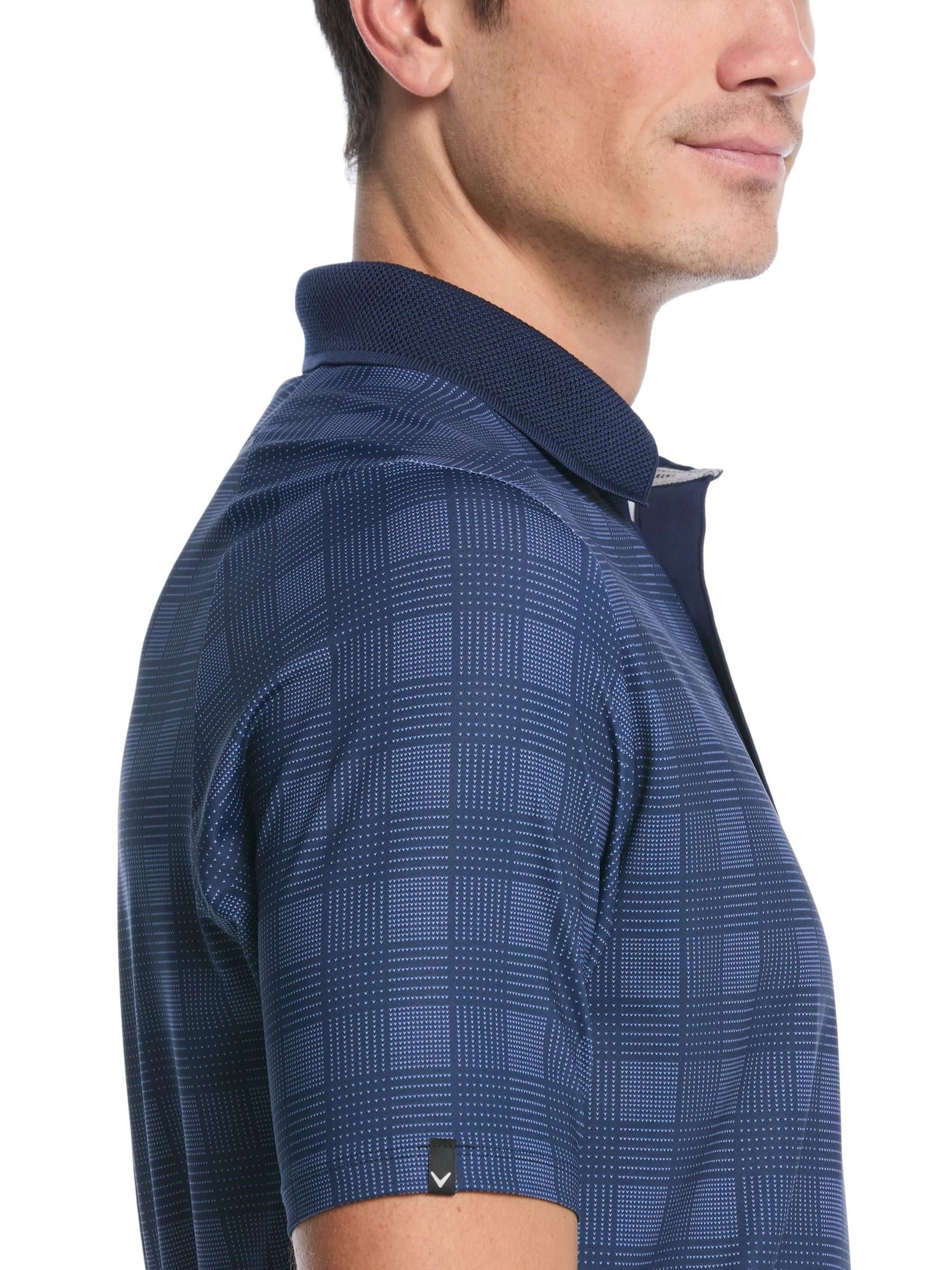 Callaway ChevPlaid Print męskie polo, granatowe