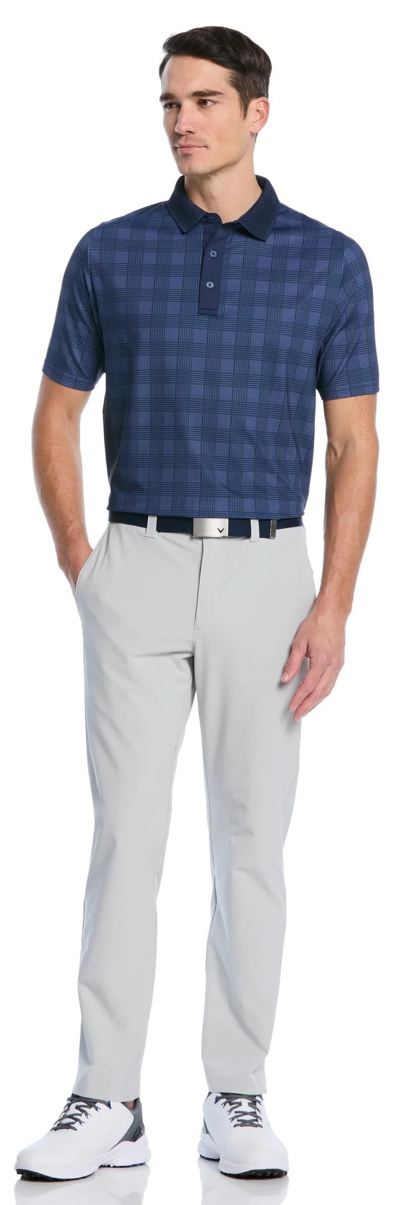 Callaway ChevPlaid Print męskie polo, granatowe