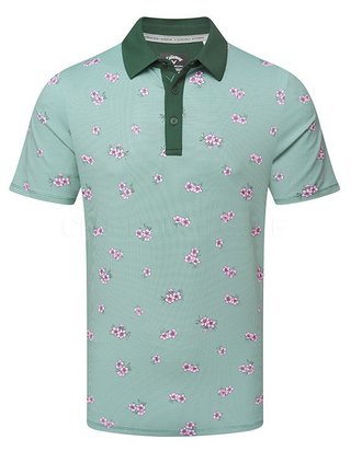 Callaway Azalea Gingham Print męskie polo, galapagos green