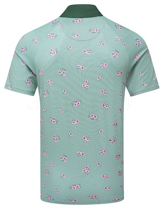 Callaway Azalea Gingham Print męskie polo, galapagos green