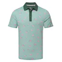 Callaway Azalea Gingham Print męskie polo, galapagos green