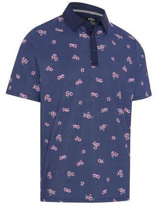 Callaway Azalea Gingham Print męskie polo, peacoat
