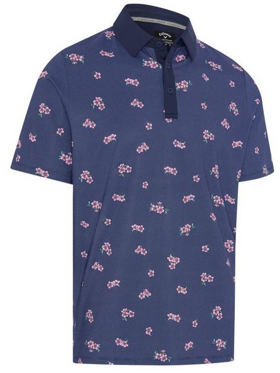 Callaway Azalea Gingham Print męskie polo, peacoat
