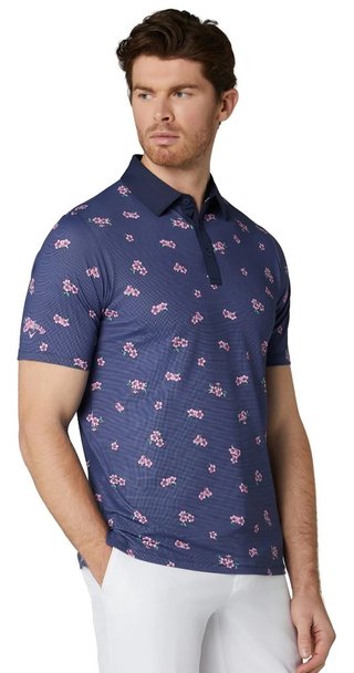 Callaway Azalea Gingham Print męskie polo, peacoat
