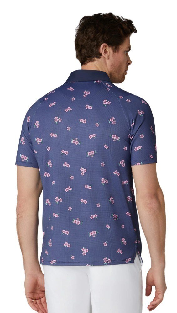 Callaway Azalea Gingham Print męskie polo, peacoat