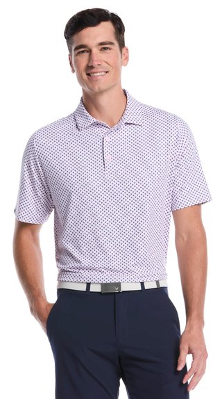Callaway Trademark Golf Printed męskie polo, pink tulle