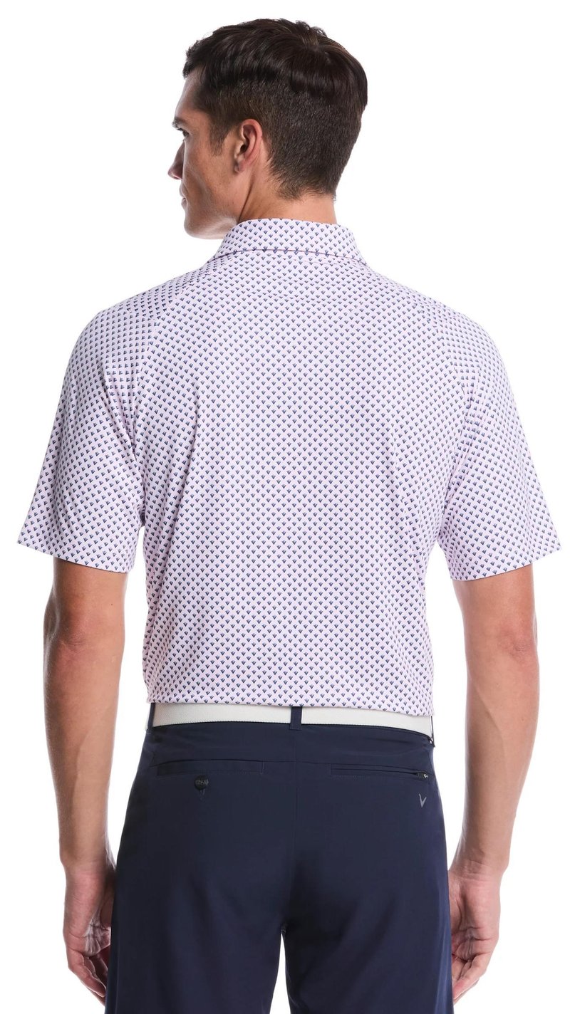 Callaway Trademark Golf Printed męskie polo, pink tulle
