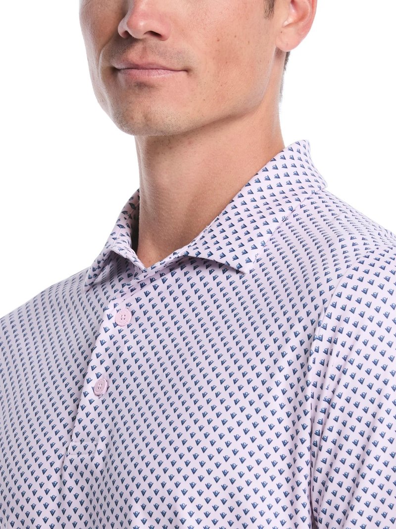 Callaway Trademark Golf Printed męskie polo, pink tulle