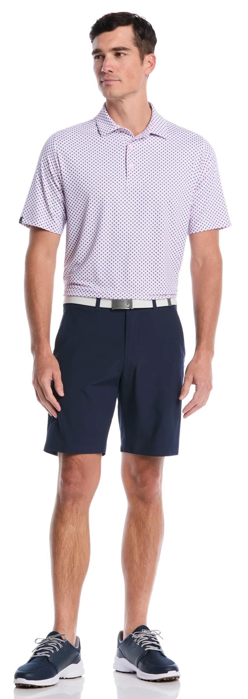 Callaway Trademark Golf Printed męskie polo, pink tulle