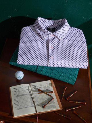 Callaway Trademark Golf Printed męskie polo, pink tulle