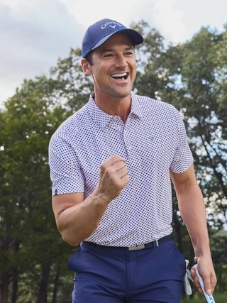 Callaway Trademark Golf Printed męskie polo, pink tulle