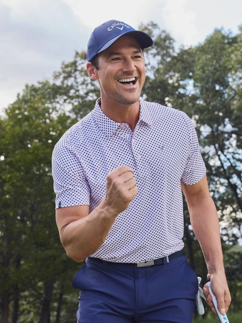 Callaway Trademark Golf Printed męskie polo, pink tulle