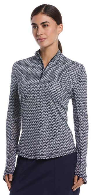 Callaway Scarf Geo Print Long Sleeve damskie polo, peacoat