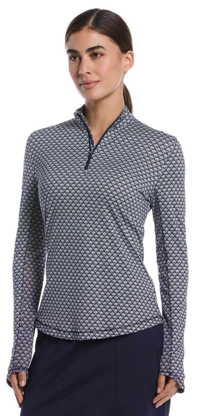 Callaway Scarf Geo Print Long Sleeve damskie polo, peacoat