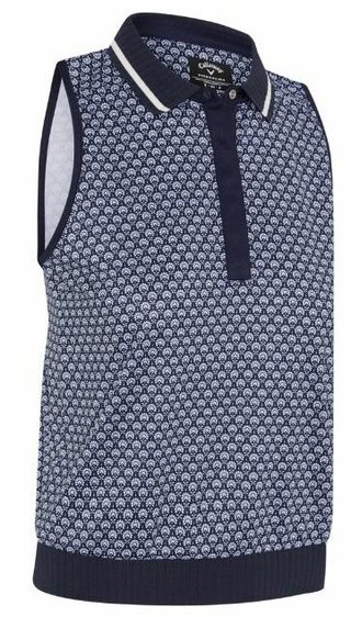 Callaway Scarf Geo Printed Sleeveless damskie polo, peacoat