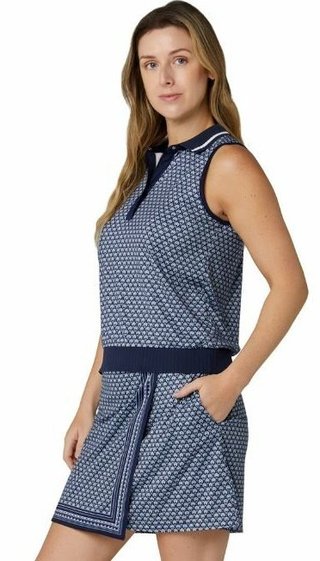 Callaway Scarf Geo Printed Sleeveless damskie polo, peacoat