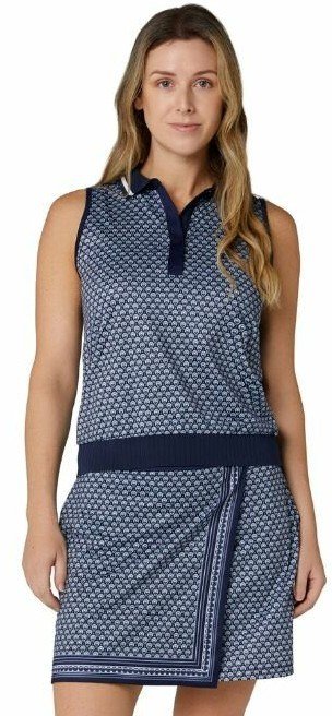 Callaway Scarf Geo Printed Sleeveless damskie polo, peacoat