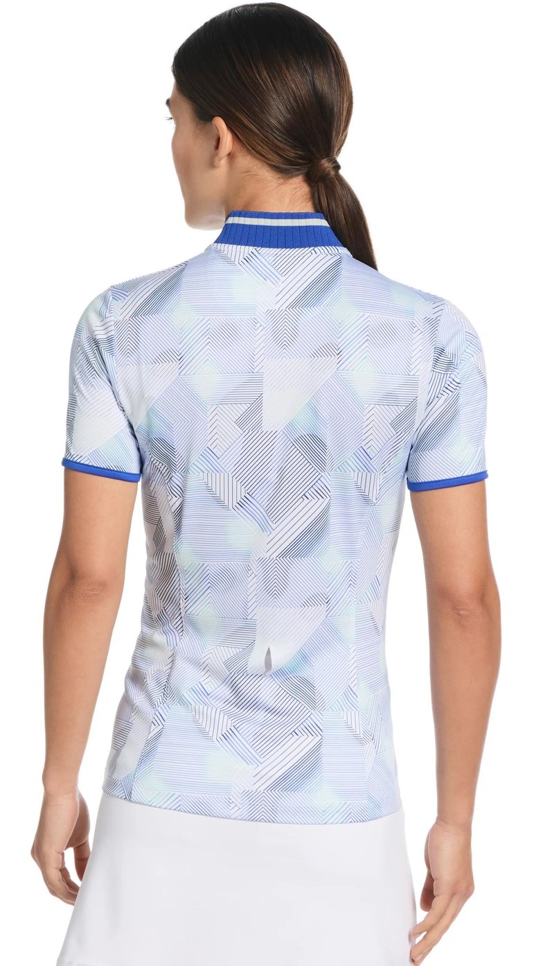 Callaway Sleeveless Rib Collar 1/4 ZIP Print damskie polo, bright white