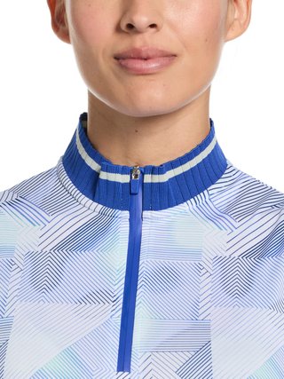 Callaway Sleeveless Rib Collar 1/4 Zip damskie polo, biało/granatowe